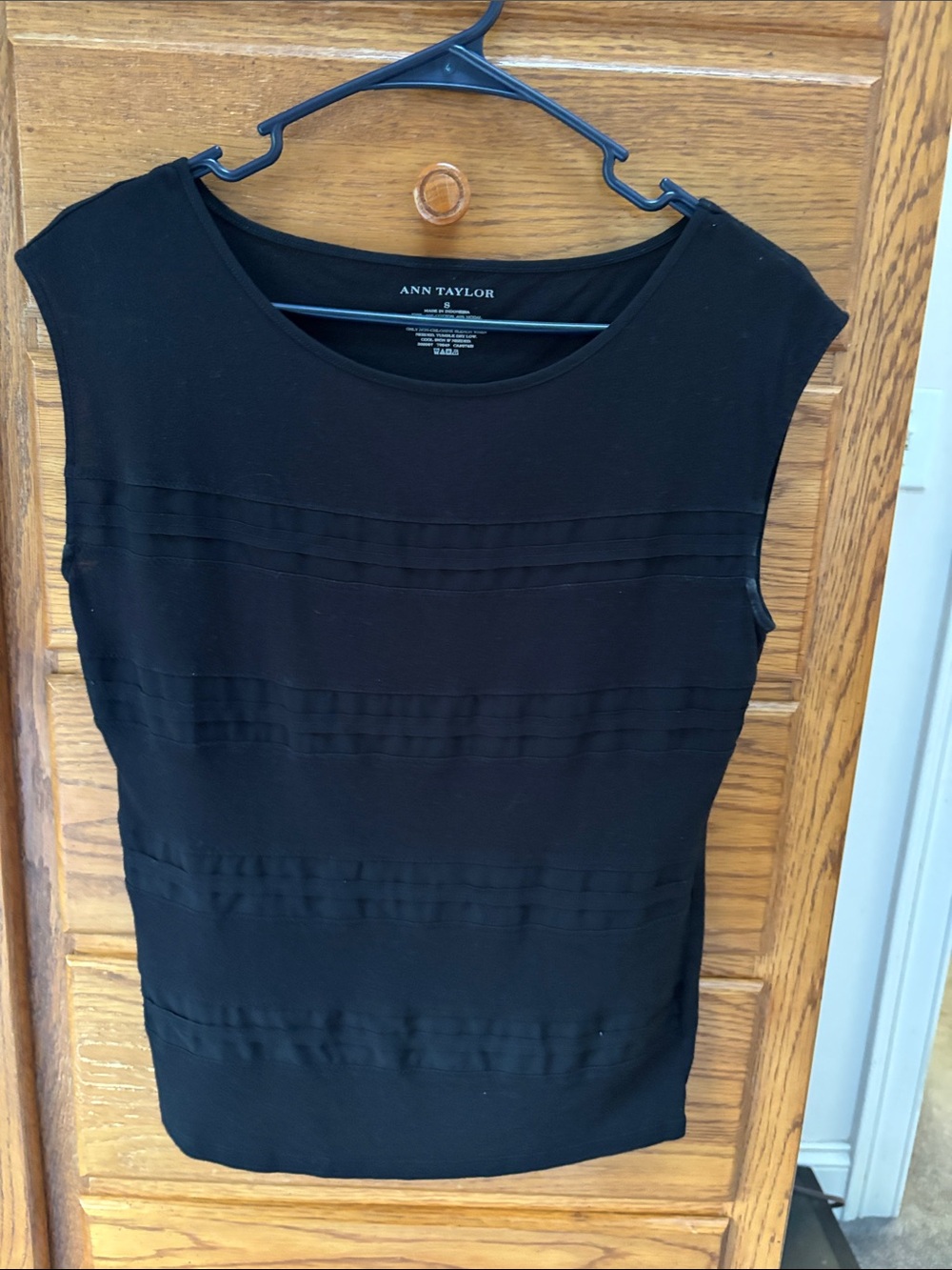 Ann Taylor Black Cap-Sleeve Knit Top